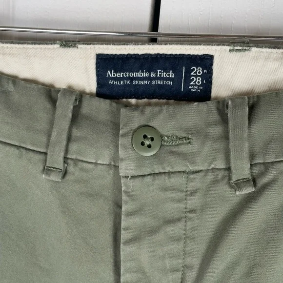 Abercrombie & Fitch Athletic Skinny Stretch Chino Pants Men’s 28x28 Army Green - Picture 3 of 13